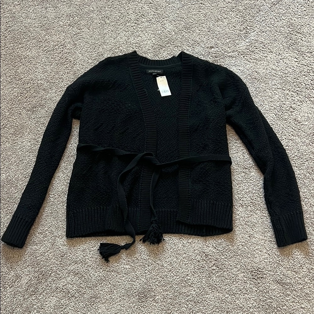 NWT - Banana Republic Black Sweater with Front Tie - Size Large